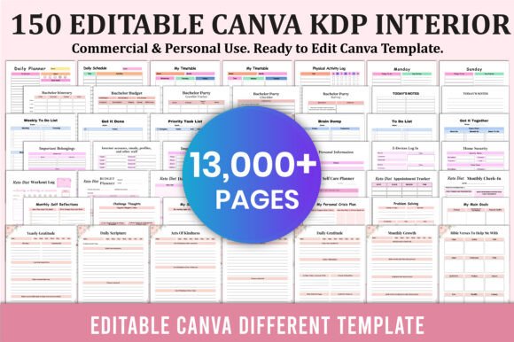 Download 150 Editable Canva KDP Interior - Premium Resources