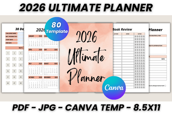 Download 2026 Ultimate Planner Canva Template - Premium Bundle