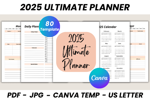 Download 2025 Ultimate Planner Canva Template - Premium Bundle