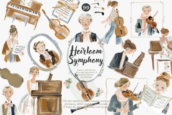 Download Romantic Classical Musicians Clipart Set - Music Collection