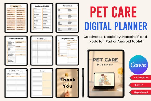 Download Hyperlink Pet Care Planner Canva - Premium Resources