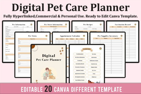 Download Digital Pet Care Planner for Ipad Canva - Premium Resources